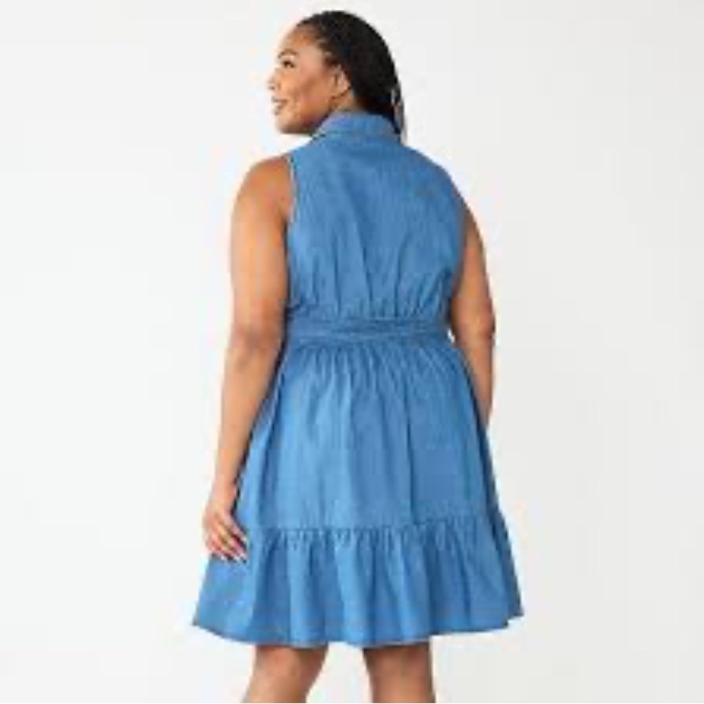 Plus Size Draper James Denim Sleeveless Belted Shirt Dress Blue Size 2XL NWT - Picture 2 of 2